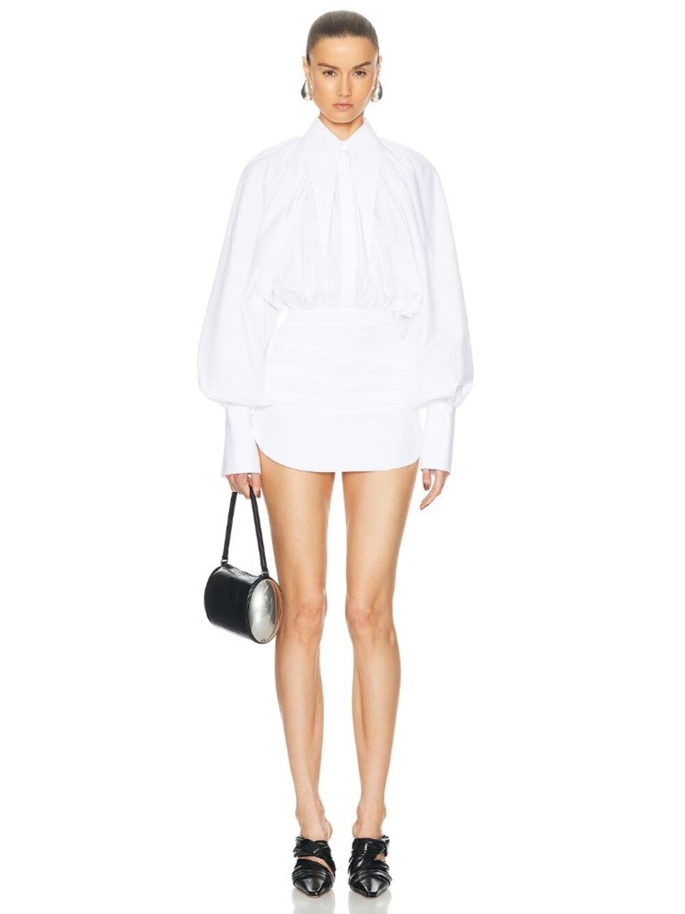 MONOT Poplin Shirt Dress in White